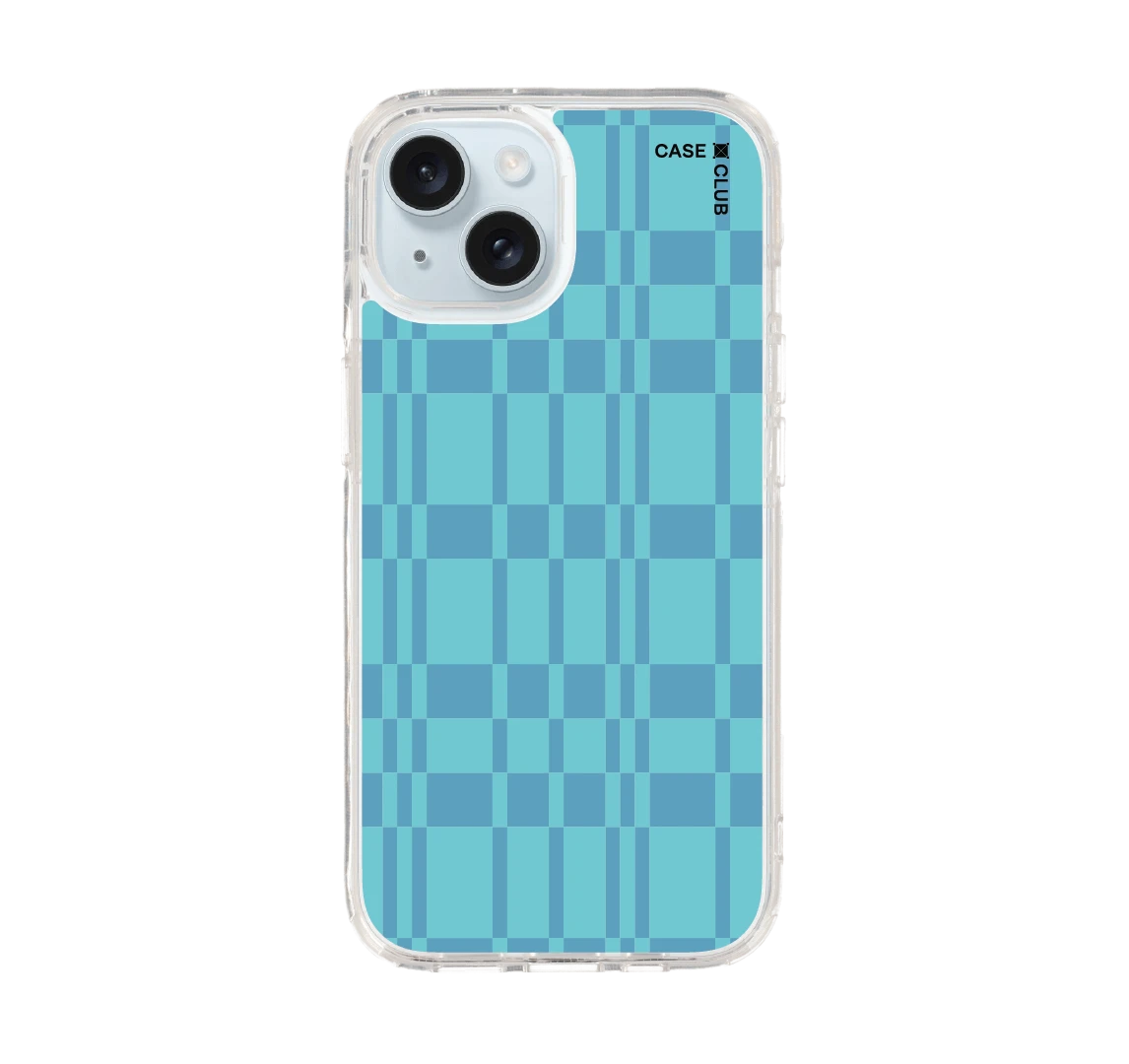 เคสใส iphone 15 กริด ตารางสีฟ้า